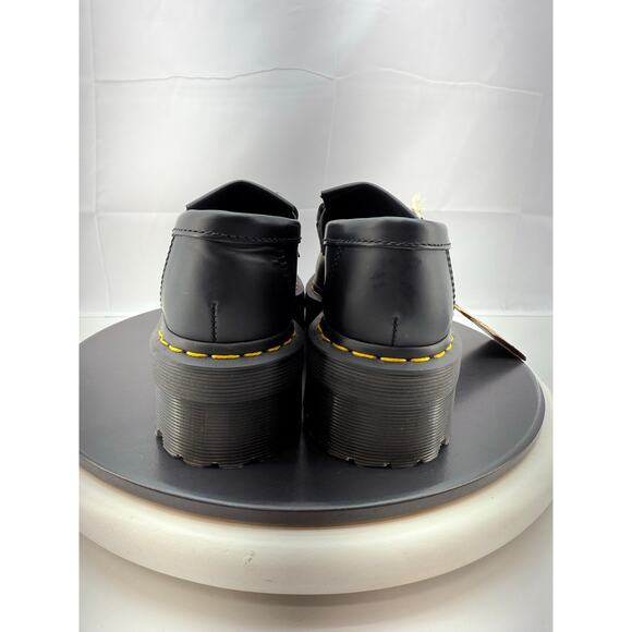 Dr. Martens Adrian Snaffle Quad Womens Size 6 Platform Loafers Black Cow Print - Picture 5 of 8